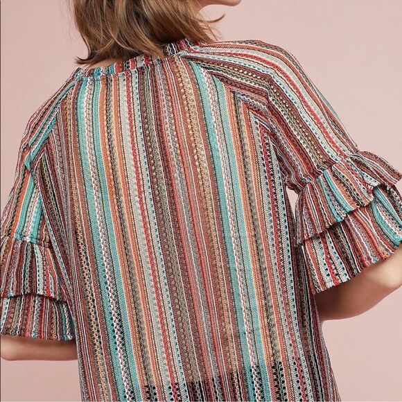 Anthropologie Eva Franco crochet ruffle stripped hippie stripped top size M NWT! - Picture 2 of 13